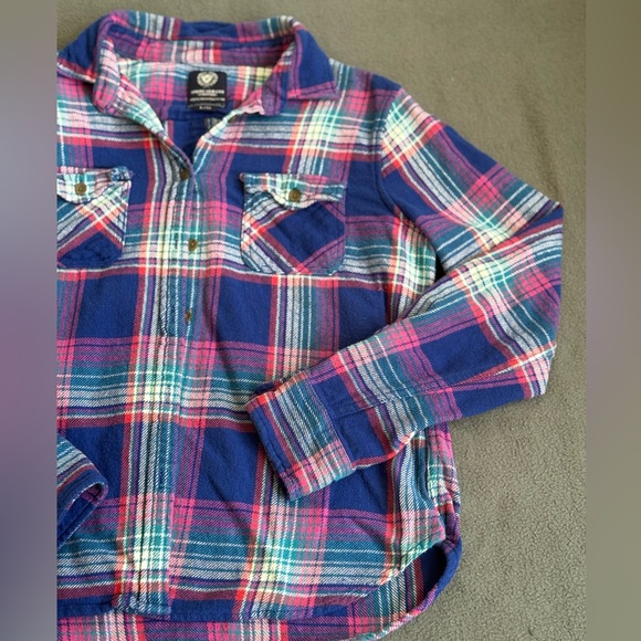 Y2K Juniors American Eagle “Favorite Fit” Flannel Plaid Button Down Shirt - Picture 2 of 4